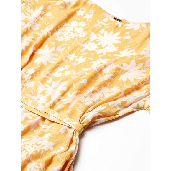 Billabong Floral Wrap Dress in Bright Gold - Picture 7 of 13